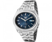 Seiko 5 Men Silver Stainless Steel Automatic Watch Blue Dial