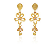 Gold Flower Dangler Earrings | Gold Earrings manufacturer