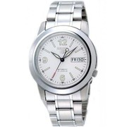 Seiko 5 Men Silver Stainless Steel Automatic Watch White Dial SNKE57K1