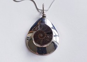 Silver Set Fossil Ammonite Slice Necklace £35.00