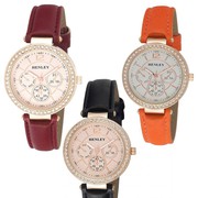 Henley Ladies Fashion rose gold dial Leather Strap Watch H06105