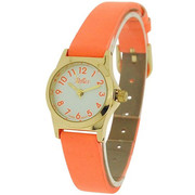 Reflex White Round Dial,  Gold Case Watch with Orange Pu Strap 101326lt