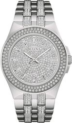 Bulova Men's Crystals Stainless Steel 3-Hand Quartz Watch Style: 96B23