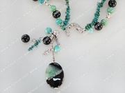 double strand black agate and phonix stone necklace