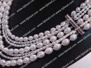  decent multi strand pink pearl bridal necklace 17-19.5 inches